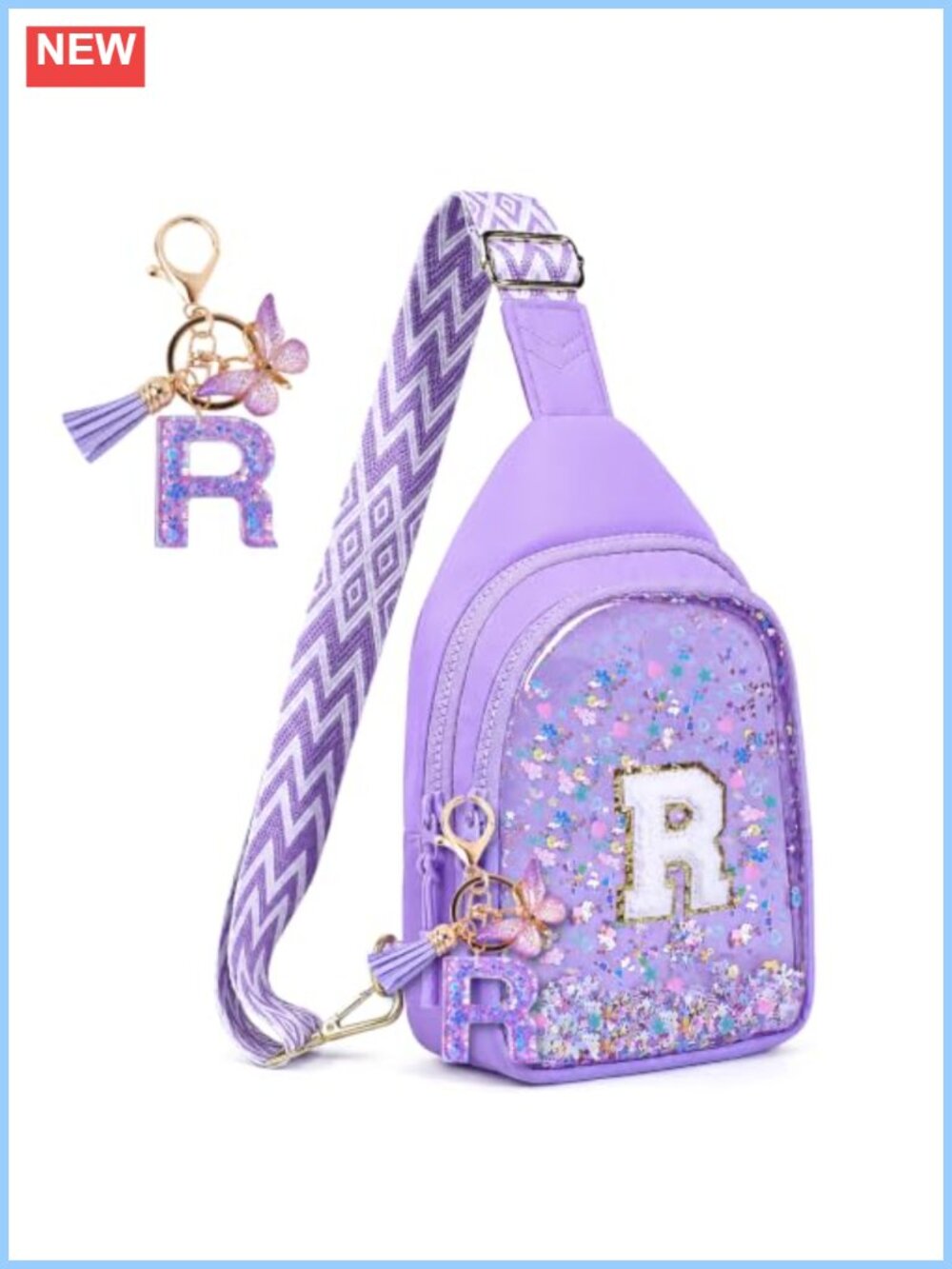 Girls Sequin Star Initial Crossbody Bag Waterproof Polyester